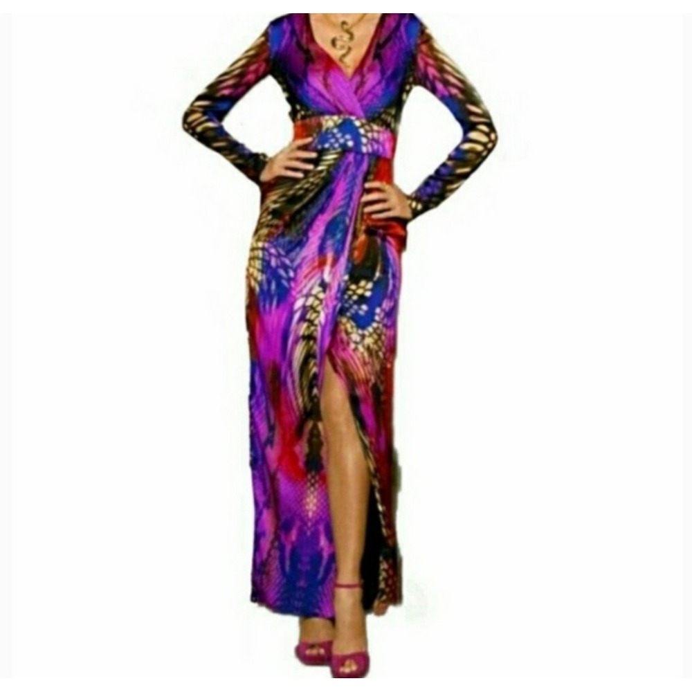Boston Proper Mirrored Anaconda snakeskin Print Satin Maxi Dress Size‎ 8